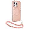 Guess GUHMP16LHCPOFPP iPhone 16 Pro 6.3" różowy/pink hardcase IML Flowers Allover Electro With Pearl Strap MagSafe na NearMe.pl