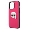 Karl Lagerfeld KLHCP13LPKMP iPhone 13 Pro / 13 6,1" różowy/pink hardcase Leather Ikonik Karl`s Head Metal na NearMe.pl