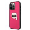 Karl Lagerfeld KLHCP13LPKMP iPhone 13 Pro / 13 6,1" różowy/pink hardcase Leather Ikonik Karl`s Head Metal na NearMe.pl