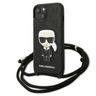 Karl Lagerfeld KLHCP13MCMNIPK iPhone 13/ 14 / 15 6,1" hardcase czarny/black Leather Monogram Patch and Cord Iconik na NearMe.pl