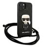 Karl Lagerfeld KLHCP13MCMNIPK iPhone 13/ 14 / 15 6,1" hardcase czarny/black Leather Monogram Patch and Cord Iconik na NearMe.pl