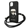 Karl Lagerfeld KLHCP13MCMNIPK iPhone 13/ 14 / 15 6,1" hardcase czarny/black Leather Monogram Patch and Cord Iconik na NearMe.pl