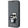 Karl Lagerfeld KLBKP14SSANKCPG iPhone 14/ 15 / 13 6.1" bookcase srebrny/silver Saffiano Karl & Choupette na NearMe.pl