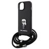 Karl Lagerfeld KLHCP15SSASKNPSK iPhone 15 / 14 / 13 6.1" hardcase czarny/black Crossbody Saffiano Monogram Metal Pin Karl & Choupette na NearMe.pl