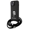 Karl Lagerfeld KLHCP15SSASKNPSK iPhone 15 / 14 / 13 6.1" hardcase czarny/black Crossbody Saffiano Monogram Metal Pin Karl & Choupette na NearMe.pl
