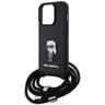 Karl Lagerfeld KLHCP15LSASKNPSK iPhone 15 Pro 6.1" hardcase czarny/black Crossbody Saffiano Monogram Metal Pin Karl & Choupette na NearMe.pl