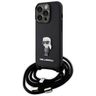Karl Lagerfeld KLHCP15LSASKNPSK iPhone 15 Pro 6.1" hardcase czarny/black Crossbody Saffiano Monogram Metal Pin Karl & Choupette na NearMe.pl