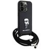 Karl Lagerfeld KLHCP15LSASKNPSK iPhone 15 Pro 6.1" hardcase czarny/black Crossbody Saffiano Monogram Metal Pin Karl & Choupette na NearMe.pl