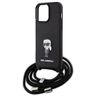 Karl Lagerfeld KLHCP15XSASKNPSK iPhone 15 Pro Max 6.7" hardcase czarny/black Crossbody Saffiano Monogram Metal Pin Karl & Choupette na NearMe.pl