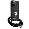 Karl Lagerfeld KLHCP15XSASKNPSK iPhone 15 Pro Max 6.7" hardcase czarny/black Crossbody Saffiano Monogram Metal Pin Karl & Choupette na NearMe.pl