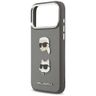 Etui Karl Lagerfeld FW Grained Karl &    Choupette Heads Pins & Logo do iPhone 17 Pro Max szary na NearMe.pl