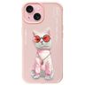 Nimmy etui iPhone 15 6.1" różowy/pink    Glasses Cool Cat na NearMe.pl