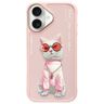 Nimmy etui iPhone 16 6.1" różowy/pink    Glasses Cool Cat na NearMe.pl