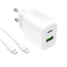 Ładowarka sieciowa Puro PROLITE 30W USB-A / USB-C + kabel USB-C - USB-C 1.2m - biała na NearMe.pl