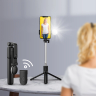 Selfie stick WR1YXS teleskopowy tripod 0.71m z okrągłą lampą - czarny na NearMe.pl