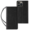 Magnet Strap Case etui iPhone 14 Pro Max pokrowiec z klapką portfel mini smycz podstawka czarne na NearMe.pl