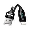 Kabel USB-A - Lightning Wozinsky WUALC1 z wyświetlaczem LED 2.4A 1m  - czarny na NearMe.pl