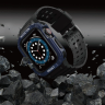 Pasek z etui ochronnym Protect Strap Band do Apple Watch 38 / 40 / 41 mm opaska obudowa pancerna - czarny, niebieski na NearMe.pl