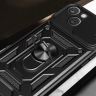 Pancerne etui Hybrid Armor Camshield z podstawką i osłoną aparatu do iPhone 15 - niebieskie na NearMe.pl