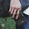 Pancerne etui Hybrid Armor Camshield z podstawką i osłoną aparatu do iPhone 15 - niebieskie na NearMe.pl
