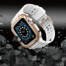 Pasek z etui ochronnym Protect Strap Band do Apple Watch 38 / 40 / 41 mm opaska obudowa pancerna - biały, różowe złoto na NearMe.pl