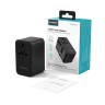 Adapter podróżny Choetech PD5021 45W EU / US / AUS / UK z wbudowanym kablem USB-C - czarny na NearMe.pl