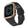 Pasek z etui ochronnym Protect Strap Band do Apple Watch 38 / 40 / 41 mm opaska obudowa pancerna - czarny, różowe złoto na NearMe.pl