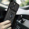 Hybrid Armor Camshield etui Vivo Y16 / Vivo Y02s pancerny pokrowiec z osłoną na aparat czarne na NearMe.pl