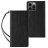 Magnet Strap Case etui do iPhone 12 Pro Max pokrowiec portfel + mini smycz zawieszka czarny na NearMe.pl