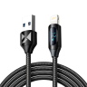 Kabel USB-A - Lightning Wozinsky WUALC2 z wyświetlaczem LED 2.4A 2m  - czarny na NearMe.pl