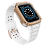 Pasek z etui ochronnym Protect Strap Band do Apple Watch 38 / 40 / 41 mm opaska obudowa pancerna - biały, różowe złoto na NearMe.pl
