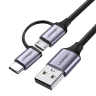 Ugreen kabel przewód 2w1 USB - micro USB / USB Typ C 1m 2,4A czarny (30875) na NearMe.pl