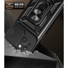 Pancerne etui Hybrid Armor Camshield z podstawką i osłoną aparatu do iPhone 15 - niebieskie na NearMe.pl