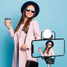 Selfie stick WR1YXS teleskopowy tripod 0.71m z okrągłą lampą - czarny na NearMe.pl