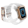 Pasek z etui ochronnym Protect Strap Band do Apple Watch 42 / 44 / 45 mm opaska obudowa pancerna - przezroczysty, różowe złoto na NearMe.pl