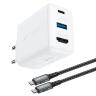 Acefast 2w1 ładowarka sieciowa GaN 65W USB Typ C / USB, adapter przejściówka HDMI 4K@60Hz (zestaw z kablem) biały (A17 white) na NearMe.pl