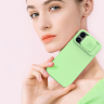 Nillkin CamShield Silky Silicone Case etui iPhone 14 Pro pokrowiec z osłoną na aparat zielony na NearMe.pl