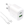 Ładowarka sieciowa Puro PROLITE 20W USB-A / USB-C + kabel USB-C - USB-C 1.2m - biała na NearMe.pl