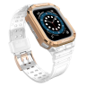 Pasek z etui ochronnym Protect Strap Band do Apple Watch 42 / 44 / 45 mm opaska obudowa pancerna - przezroczysty, różowe złoto na NearMe.pl