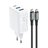 Acefast 2w1 ładowarka sieciowa GaN 65W USB Typ C / USB, adapter przejściówka HDMI 4K@60Hz (zestaw z kablem) biały (A17 white) na NearMe.pl