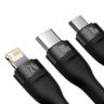 Kabel USB 3w1 Baseus Flash Series, USB-C + micro USB + Lightning, 100W, 1.2m (czarny) na NearMe.pl