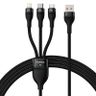 Kabel USB 3w1 Baseus Flash Series, USB-C + micro USB + Lightning, 100W, 1.2m (czarny) na NearMe.pl