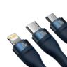 Kabel USB 3w1 Baseus Flash Series 2, USB-C + micro USB + Lightning, 100W, 1.5m (niebieski) na NearMe.pl