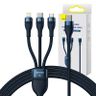 Kabel USB 3w1 Baseus Flash Series 2, USB-C + micro USB + Lightning, 100W, 1.5m (niebieski) na NearMe.pl