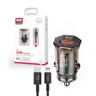Ładowarka samochodowa XO Clear CC50 PD 30W QC 24W 1xUSB 1xUSB-C Typ-C dymiona + kabel USB-C - Lightning na NearMe.pl
