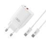 Ładowarka sieciowa XO CE16 PD 45W 1x USB-C 1x USB + kabel USB-C - USB-C biała na NearMe.pl