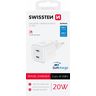 SWISSTEN Ładowarka Sieciowa Adapter GaN 2x USB-C 20W PD biała na NearMe.pl
