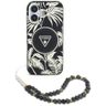 GUESS futerał do IPHONE 16 kompatybilny z MagSafe GUHMP16SHPCTPLSK (IML Palm Trees Triangle W/ Pearl Strap) czarny na NearMe.pl