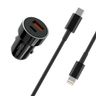 XO ładowarka samochodowa TZ11 PD QC 20W 1x USB 1x USB-C czarna + kabel USB-C - Lightning na NearMe.pl